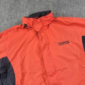 Chaps Ralph Lauren Jacket Mens XL Orange Hooded Windbreaker‎ Outdoor Coat